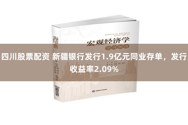 四川股票配资 新疆银行发行1.9亿元同业存单，发行收益率2.09%
