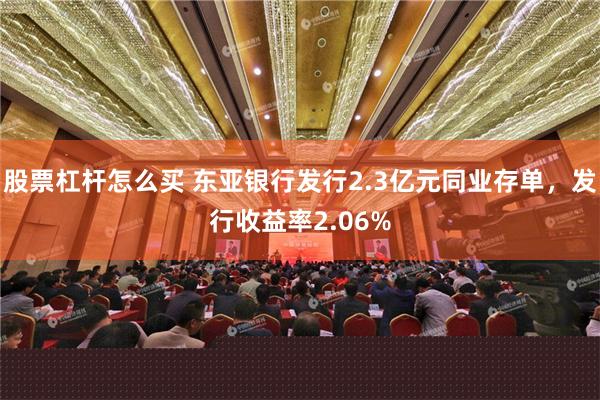 股票杠杆怎么买 东亚银行发行2.3亿元同业存单，发行收益率2.06%