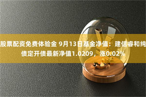 股票配资免费体验金 9月13日基金净值：建信睿和纯债定开债最新净值1.0209，涨0.02%