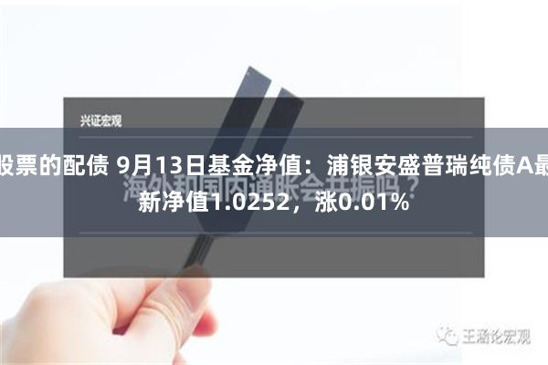 股票的配债 9月13日基金净值：浦银安盛普瑞纯债A最新净值1.0252，涨0.01%