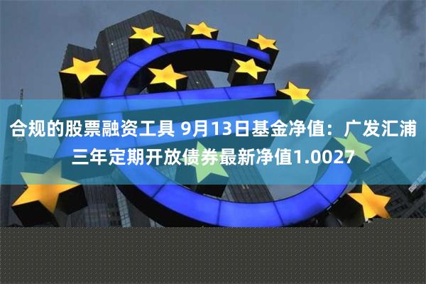 合规的股票融资工具 9月13日基金净值：广发汇浦三年定期开放债券最新净值1.0027