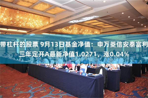 带杠杆的股票 9月13日基金净值：申万菱信安泰富利三年定开A最新净值1.0271，涨0.04%