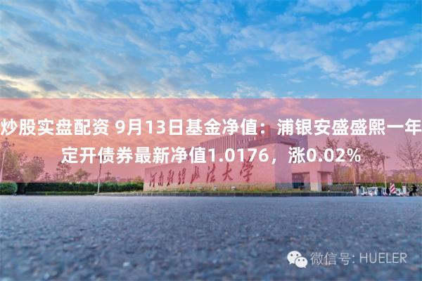 炒股实盘配资 9月13日基金净值：浦银安盛盛熙一年定开债券最新净值1.0176，涨0.02%