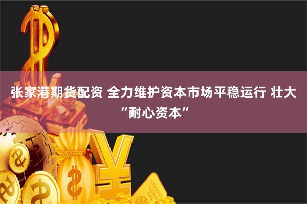 张家港期货配资 全力维护资本市场平稳运行 壮大“耐心资本”