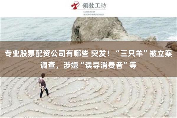 专业股票配资公司有哪些 突发！“三只羊”被立案调查，涉嫌“误导消费者”等