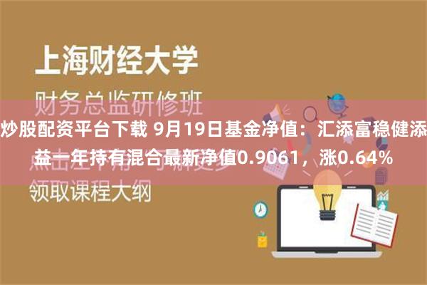 炒股配资平台下载 9月19日基金净值：汇添富稳健添益一年持有混合最新净值0.9061，涨0.64%
