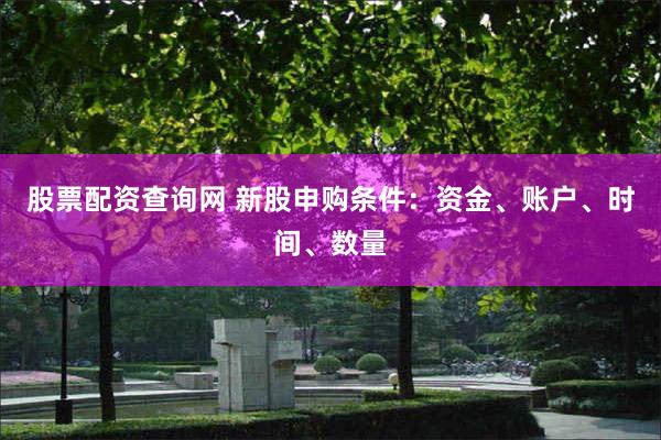 股票配资查询网 新股申购条件：资金、账户、时间、数量