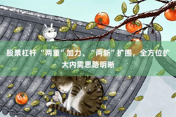 股票杠杆 “两重”加力、“两新”扩围，全方位扩大内需思路明晰