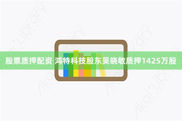 股票质押配资 鸿特科技股东吴晓敏质押1425万股