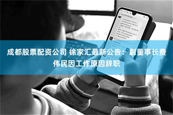 成都股票配资公司 徐家汇最新公告：副董事长费伟民因工作原因辞职