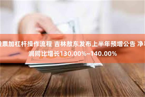 股票加杠杆操作流程 吉林敖东发布上半年预增公告 净利润同比增长130.00%~140.00%