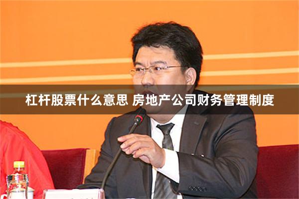 杠杆股票什么意思 房地产公司财务管理制度